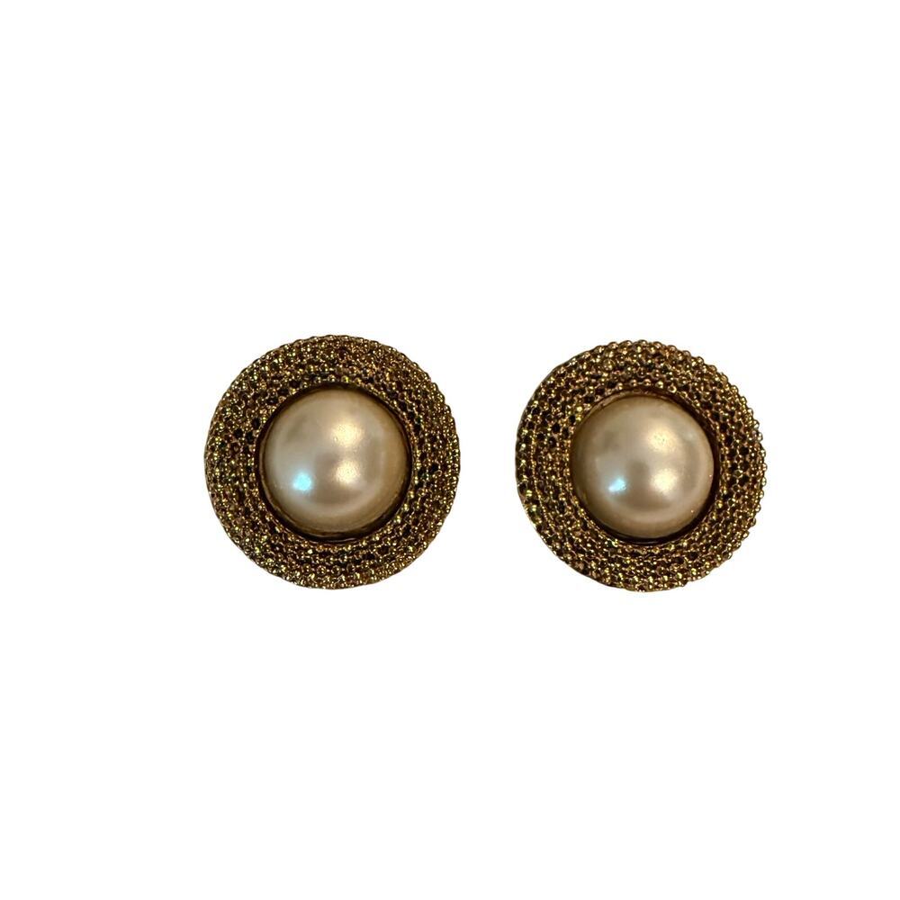 Connie Women's Vintage Clip-On Shoe Ornaments Gold Faux Pearls